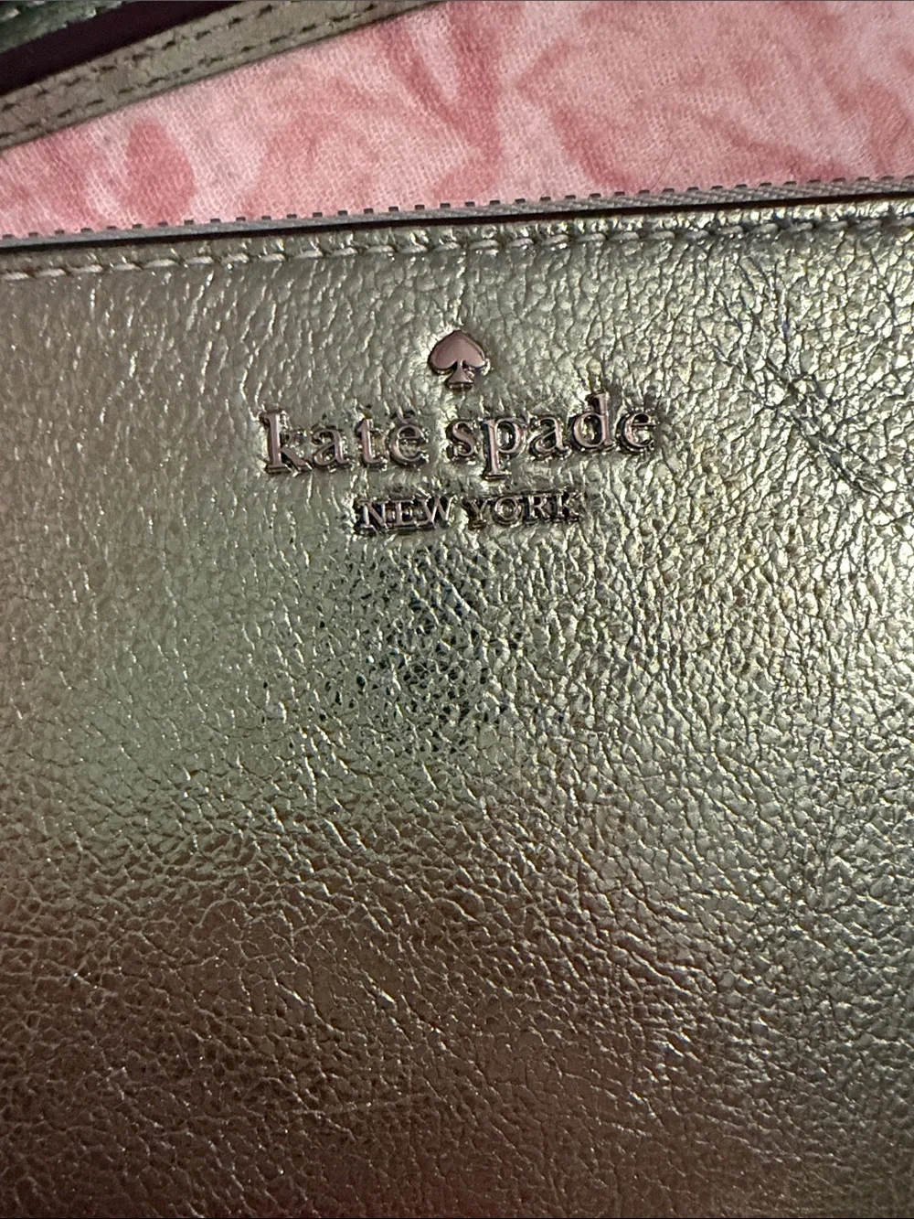 Kate Spade Lucy Metallic Mint Green Wristlet/Pouch With Strap NWT